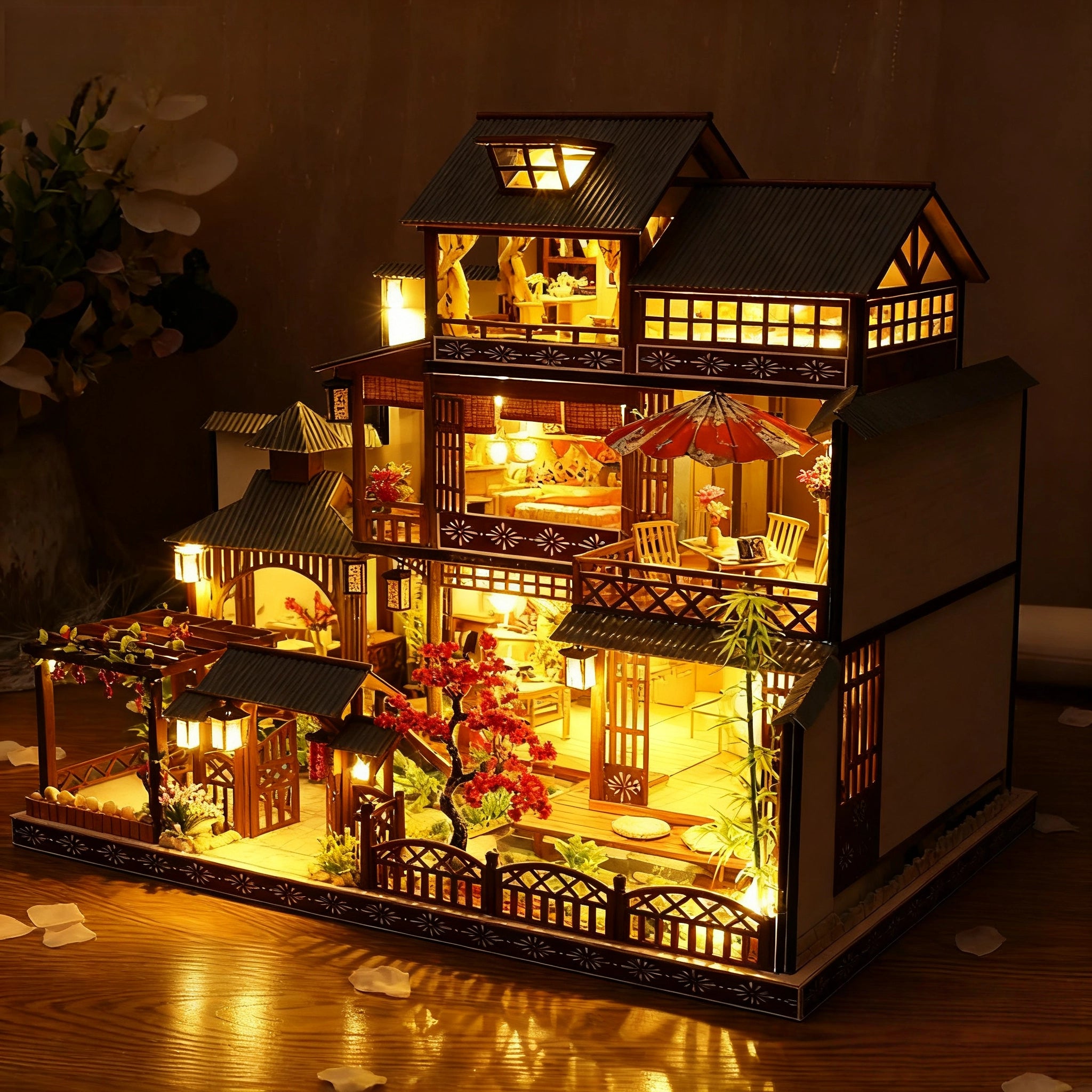 Funpuz Elegant Spring Courtyard DIY Miniature House