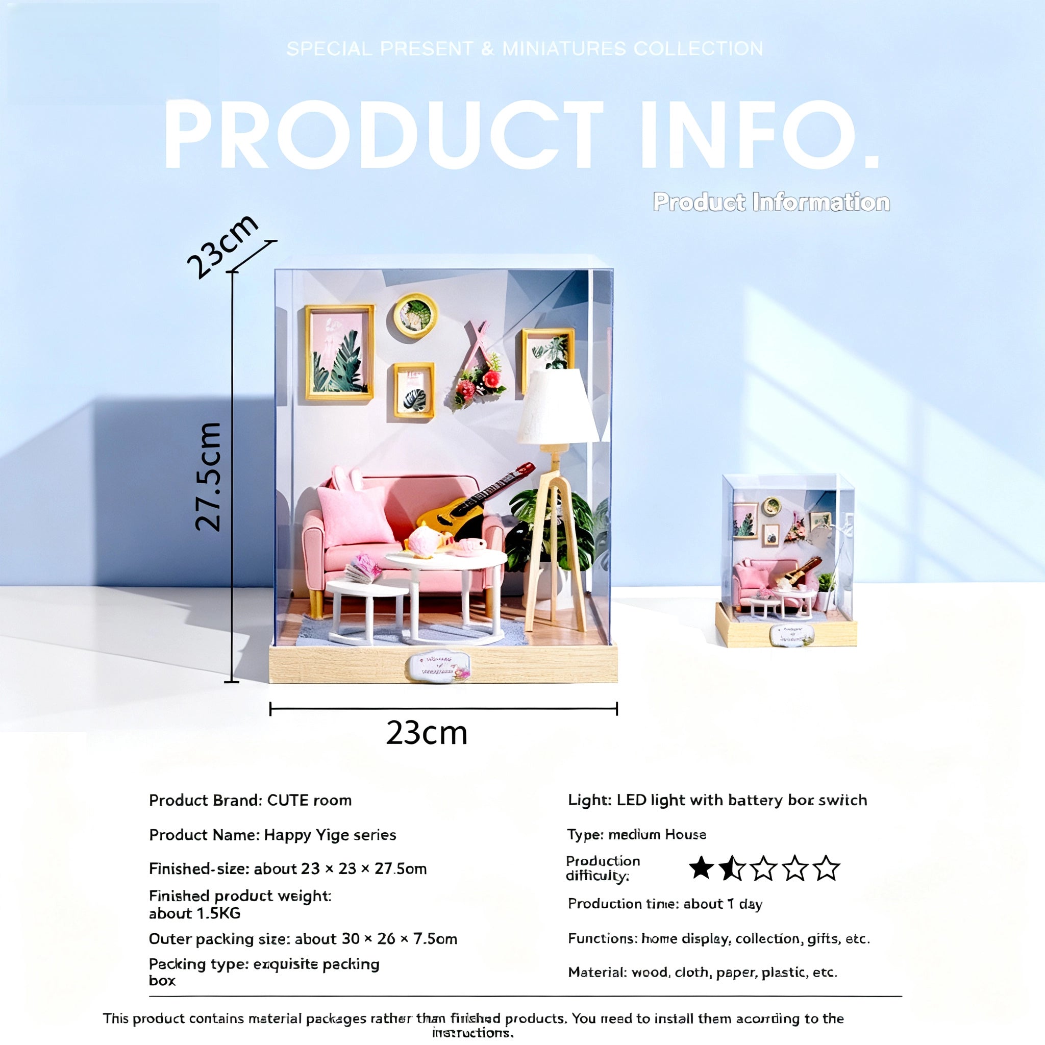 Funpuz Super Creator Miniature House - 4 in 1 DIY Heart-fluttering Moment Miniature House