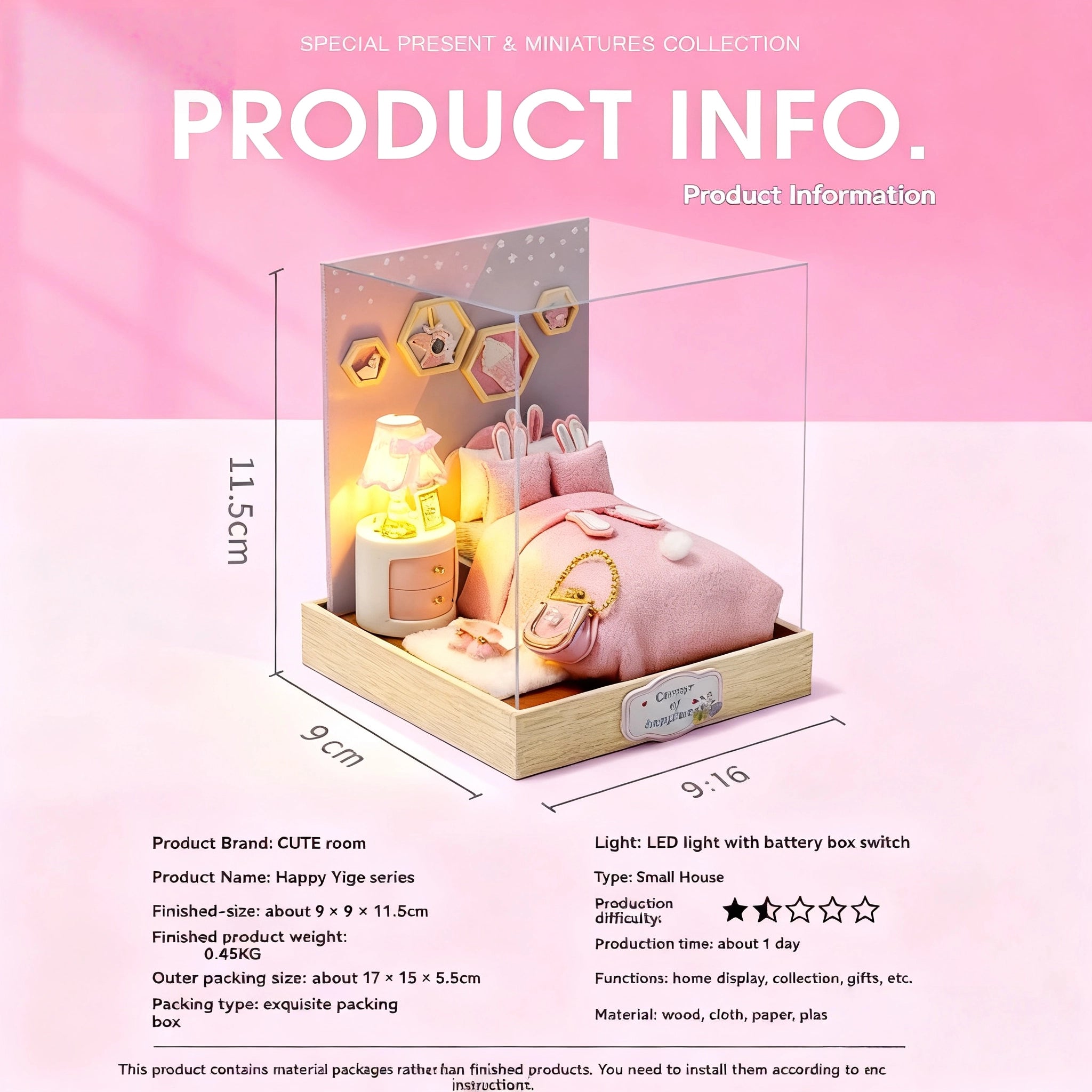 Funpuz Super Creator Miniature House - 4 in 1 DIY Heart-fluttering Moment Miniature House