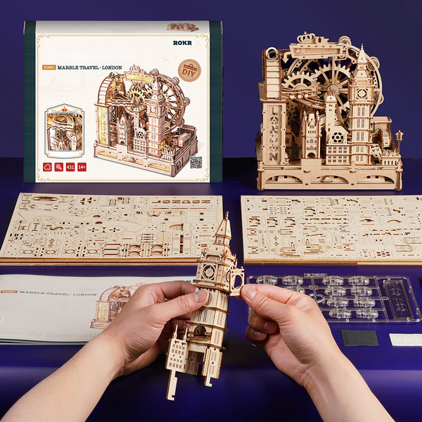 Funpuz Marble Travel • London Marble Run Wooden 3D Puzzle