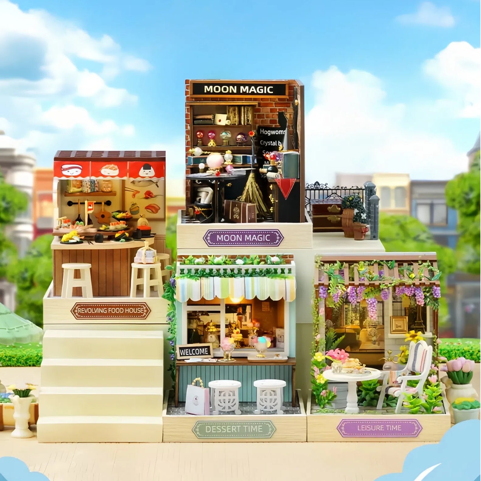 Funpuz Super Creator Miniature House - 4 in 1 Corner Store DIY Miniature House
