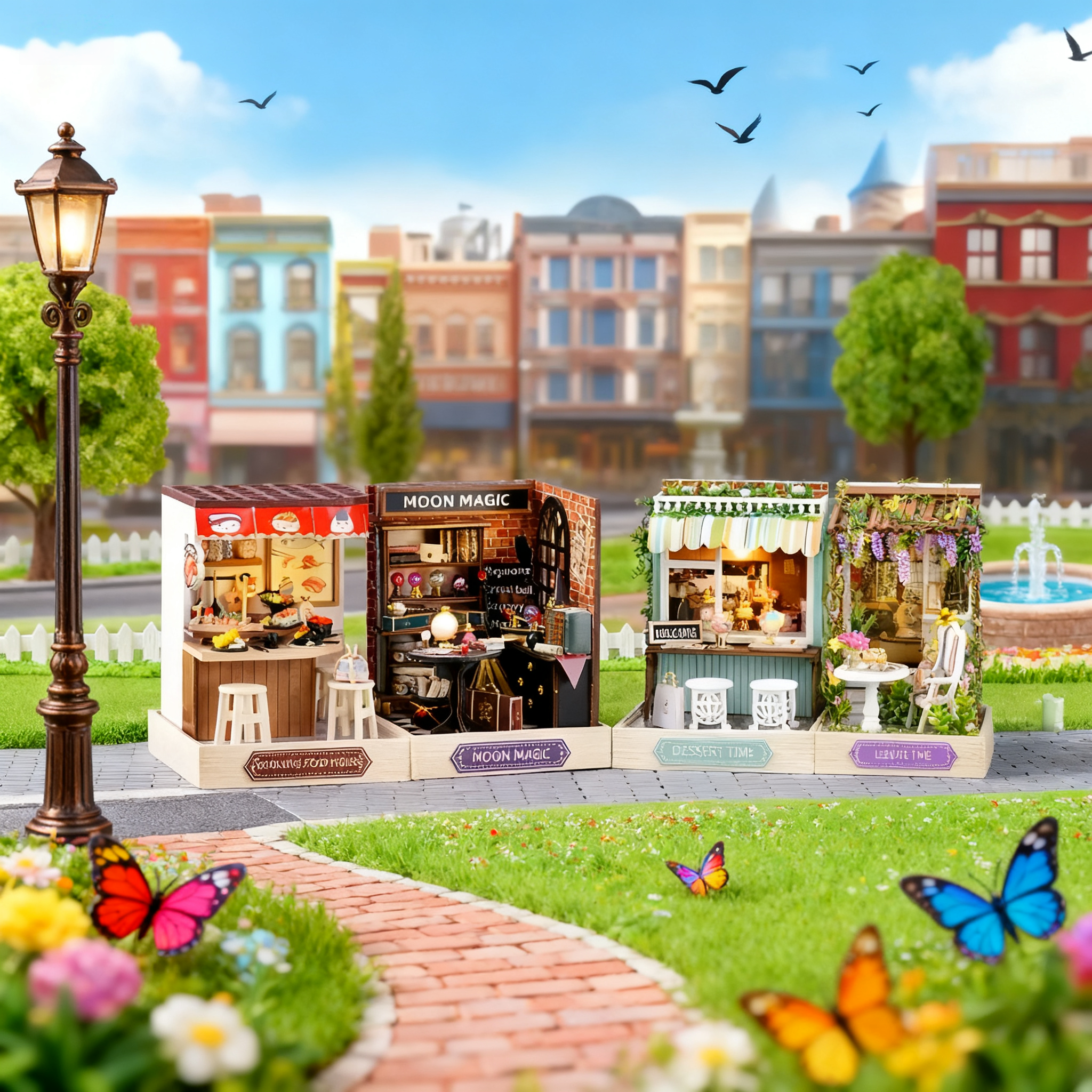 Funpuz Super Creator Miniature House - 4 in 1 Corner Store DIY Miniature House