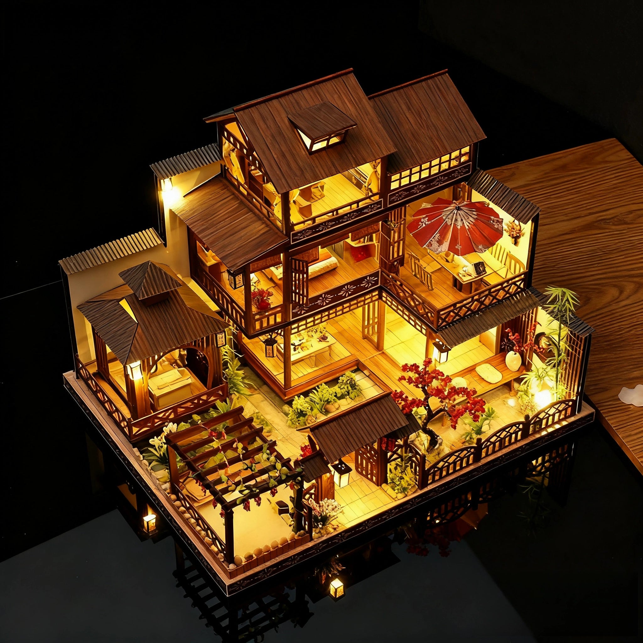 Funpuz Elegant Spring Courtyard DIY Miniature House